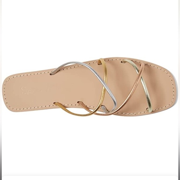 Splendid Frankie Metallic Womens Leather Criss-Cross Slide Sandals NEW!! 6.5W 🩴 - Picture 6 of 14